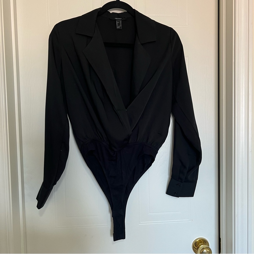 Forever 21 Black Collared Bodysuit